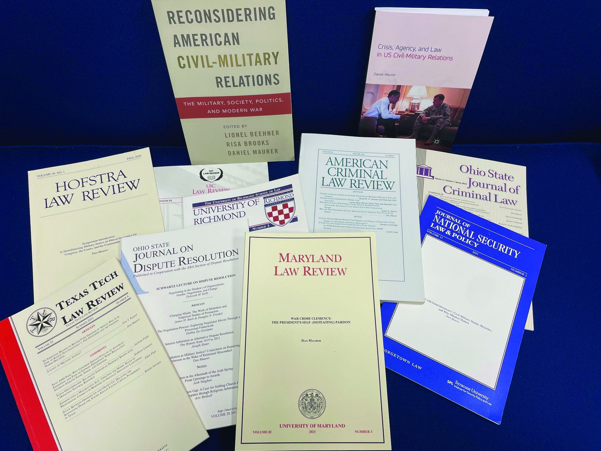 A collection of some of LTC Maurer’s publications. (Image courtesy of author)